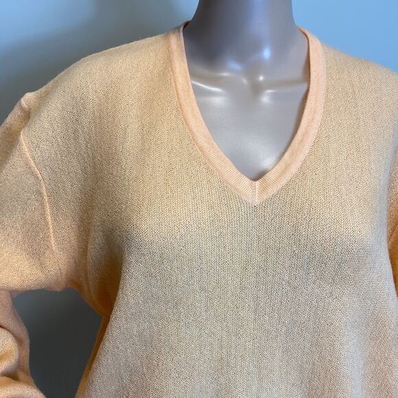 Larrimor’s quanpaca wool drop shoulder orange pullover sweater size L - Picture 2 of 8